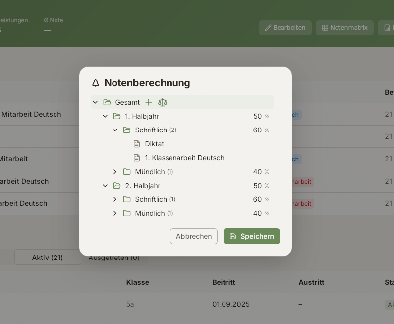 Gewichtete Notenberechnung